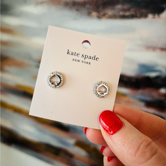 kate spade Jewelry - KATE SPADE Silver The Spade Pavé Halo Stud Earrings NWT